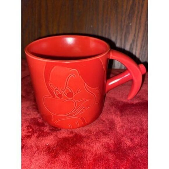 Disney Hallmark GRUMPY Before Coffee Red Axe Handle Mug Snow White 12 oz NWT - Picture 1 of 4
